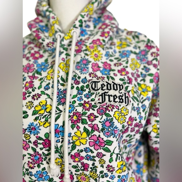 Teddy Fresh Hoodie Floral All over Pattern Small NWOT SIZE S OVERSIZED M/L//XL - Picture 3 of 7